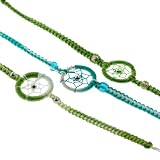 Dream Catcher Hand Woven Bracelets - Green, Blue/White, Green/White - Ideal Friendship Bracelets - Sold as a Set of 3