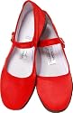 Red Solid Silk Mary Jane Chinese Shoes