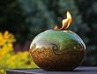 Green and Brown Glass Fireside Firepot Green and Brown Glass Fireside Firepot
