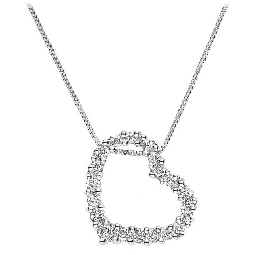 14k White Gold Diamond Floating Heart Pendant (1/4 cttw, H-I Color, I1 Clarity)