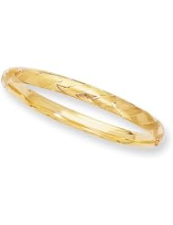 Fancy 14K Yellow Gold Bangle ( Length 7 Inch )