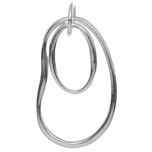 Rhodium Plated Sterling Silver Open Oval In Open Bean Pendant