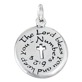 STERLING SILVER TWO SIDED "THE LORD BLESS YOU AND KEEP YOU NUMBERS 6:24 CHARM