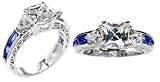 CZ Sapphire Banded Three Stone Ring size 7 Emitations