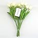 FatColo Artificial Tulip Flowers, PU Stunning Holland Mini Tulip Flowers, Real Touch Flowers for Decoration Room Home Hotel Party(White)
