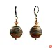 Earrings - E311 - Striped Round Disk with Swarovski (tm) Crystal Beads
