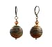 Earrings - E311 - Striped Round Disk with Swarovski (tm) Crystal Beads