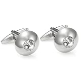 Sparkling Stainless Steel Crystal Eye Silver Rounded Cufflinks for Men
