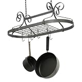 Enclume DR1-kd Decor Oval Ceiling Rack with Grid, Hammered Steel