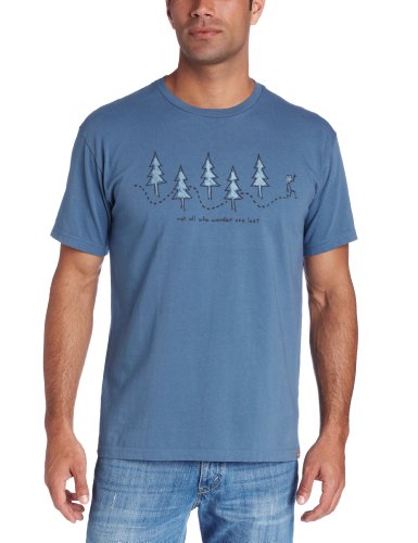 Life is good Men's Not All Who Wander Organic Tee, Shadow, Small On Sale