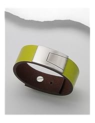 Lawn Green Leather Bracelet In White Base