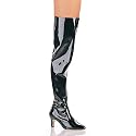 3 Inch Sexy High Heel Black Thigh High Boot Block Heel Size Zip Black Patent