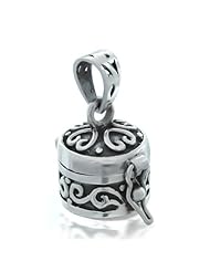 Bling Jewelry Sterling Round Antique Poison Prayer Box Locket Pendant