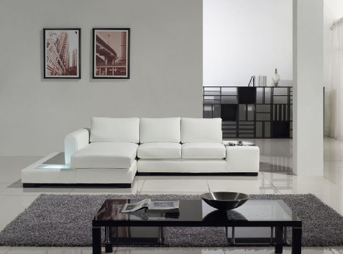 Modern White Compact Leather Sectional Sofa
