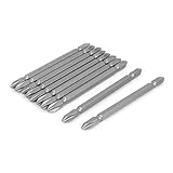 uxcell　プラスドライバービット　磁気ドライバー　ダブルエンド　滑り止め　１０個入り　S2　シルバーグレー