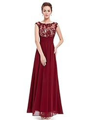 A-line Floor Length Chiffon Scoop Neck Cap Sleeves Natural   Waistline Lace Prom Dress 