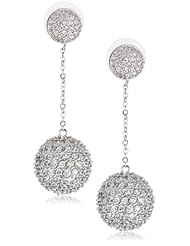 CZ by Kenneth Jay Lane "Trend Cubic Zirconia" Rhodium-Plated Pave Ball and Chain Drop Earrings