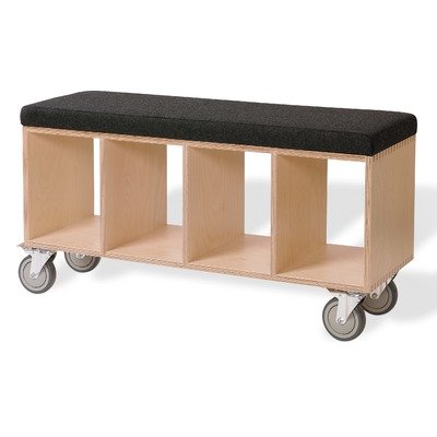 Offi Bench Box with Casters - Gray Wool Upholstery Offi Bench Box with Casters - Gray Wool Upholstery