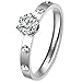 Women's Classic White Cubic Zirconia Stainless Steel Love Promise Wedding Eternity Ring Elegant Silver