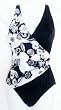 Marsol Missy 1PC Surplice Wrap Swimsuit Black/White Floral Sizes 36 (12) - 40(16)