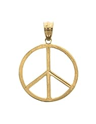 Gold-Plated 925 Sterling Silver Peace Sign Pendant