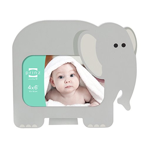 4x6 Little Safari Gray Elephant Shaped Wood Frame