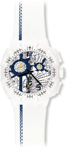 Swatch Damen-Armbanduhr Chrono Plastik 2 Street Map Blue SUIW408