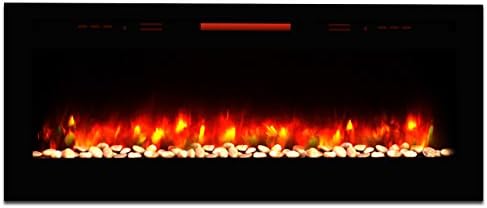 Elite Flame 60" Fusion Pebbles Built-in Smokeless Wall Mounted Electric Fireplace