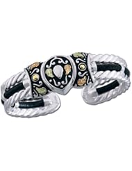 Landstroms Black Hills Silver Western Cuff Bracelet with Gold Leaves - B496SS
