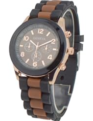 Womens Silicone Band Jelly Gel Quartz Wrist Watch Coffee