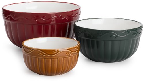 DII Set of 3 Harvest Twist Ceramic Mixing Bowls  - Mixed Sizes