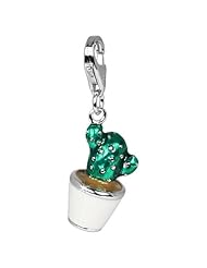 SilberDream Charm cactus enamel, 925 Sterling Silver Charms Pendant with Lobster Clasp for Charms Bracelet, Necklace or Earring FC611