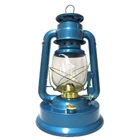 V&O 210-32060 Large Tank Camper Brass Trim Oil Lantern, Blue by V&O