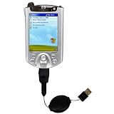 Retractable USB Cable for the HP iPAQ h5155 with Power Hot Sync and Charge capabilities - Gomadic Brand w/ TipExchange Technology