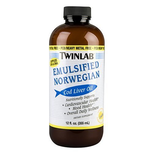 Twinlab Emulsified Norwegian Cod Liver Oil, Lemon, 12-Ounce Bottle (Pack of 2) by Norwegian Cod Liver Oil