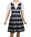 French Toast Pleated Plaid V-Neck Jumper (Sizes 7-20)