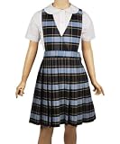 French Toast Pleated Plaid V-Neck Jumper (Sizes 7-20)