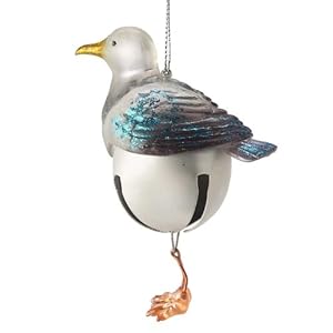 #!Cheap At the Shore Seagull Bell Christmas Ornament