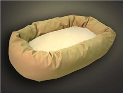 Majestic Dog Bagel Pet Bed with Sherpa LG Khaki