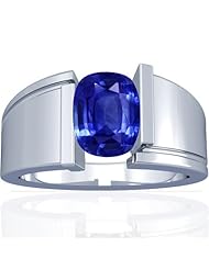 18K White Gold Cushion Cut Blue Sapphire Solitaire Ring