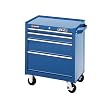 Waterloo PMX2704BU 26-1/2-Inch Wide by 18-Inch Deep by 32-Inch High Blue Tool Cabinet with 4 Ball Bearing Drawers and Tri Channel Construction