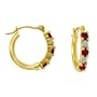 14k Yellow Gold Ruby and Diamond Hoop Earrings