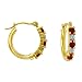 14k Yellow Gold Ruby and Diamond Hoop Earrings