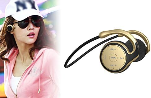 TTTK Bluetooth 4.0 Headset Wireless A6 Ear Hook Surround Sound Stereo Sport / Running/ Gym Headphone for iPhone 6, Samsung S6, Note 4, LG, HTC, Tablet, Computers (gold)