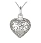 Ladies' Filigree Open Heart Pendant Necklace, Silver Curb Chain, 46cm Length, Model C/SP585
