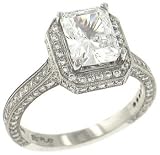 3 Sided Pave Diamond Engagement Ring .90cttw (cz ctr)