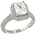 3 Sided Pave Diamond Engagement Ring .90cttw (cz ctr)