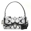 Coach Signature Poppy Lurex Layla Flap Shoulder Handbag Bag Purse 18136 Black White