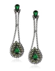 Adia Kibur Crystal and Chain Tear Dangle Earrings