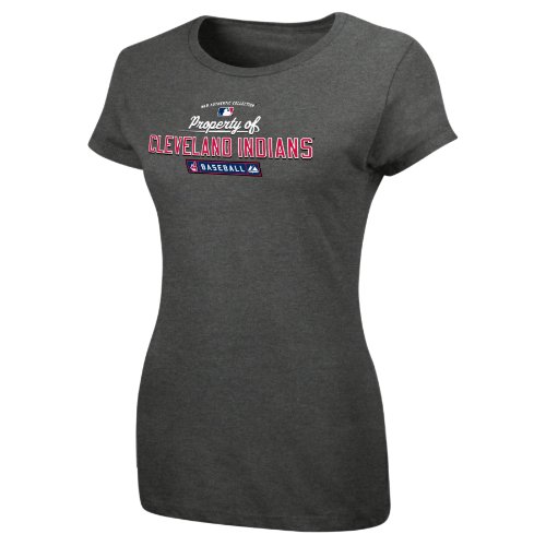 MLB Cleveland Indians Women'S Short Sleeve Crew Neck Tee (Pro Carbon Heather, X-Large)